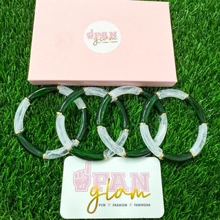 Greenhill White n` Green Squad Stack Bracelet