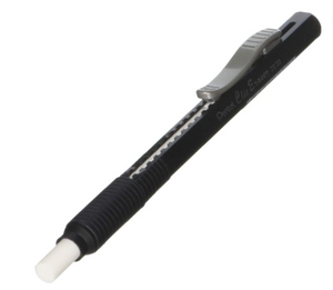 Pentel Clic Eraser, Retractable, Pocket Clip, Rubber Grip, Black Barrel