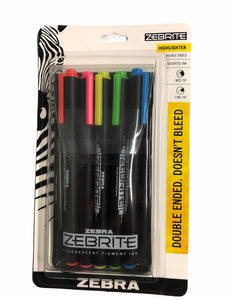 Zebra Eco Zebrite Double-Ended Highlighter, Chisel/Fine Point Tip, 5/Set