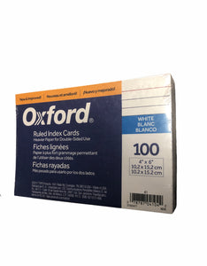 Oxford 4" x 6" Ruled White Index Cards, 100/Pack