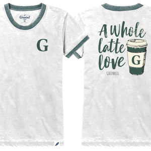 Greenhill League Womens S/S Latte Love Burnout Ringer Tee